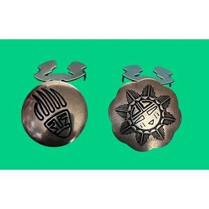 Vintage (Possibly) Sterling Silver Native American Hopi Button covers set